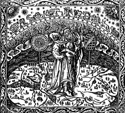 Arkimedes stående på jorden, från "Arkimedes Tetragonismus av Unknown artist