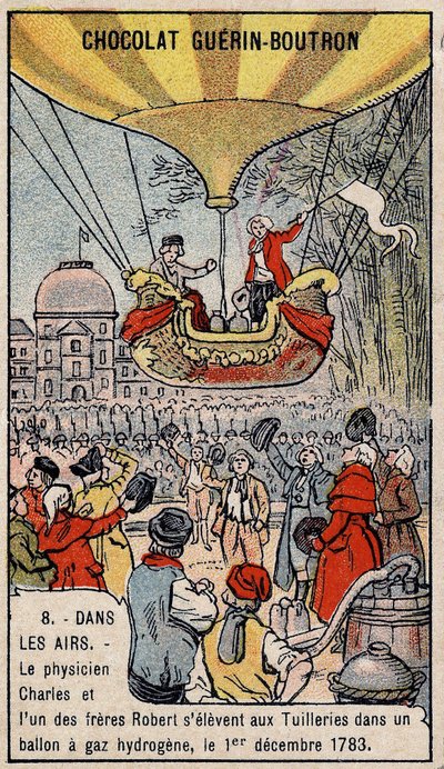 Uppstigning i en vätgasballong av fransk flygteknik Charles och Robert le Jeune, gjord i Paris, i Tuilerierna. 1 december av Unknown artist