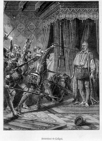 Mordet på Coligny av flera män (Gaspard de Châtillon, Sire de Coligny av Unknown artist
