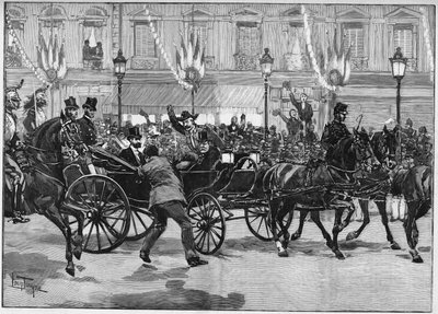 Mordet på republikens president Sadi Carnot (1837-1894), av anarkisten Caserio. 24 juni 1894. av Unknown artist
