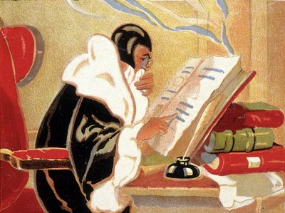 Astrolog: Nostradamus studerar en bok. av Unknown artist