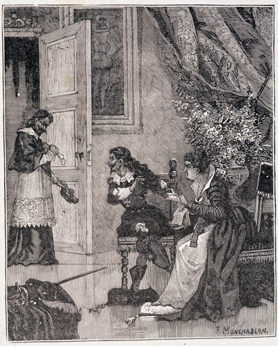 Vid den tidpunkt då Marie de Medicis pläderade för sin sak gick kardinalen in (Journee des dupes), en illustration i "Paris a travers les siecles" av Kenouillac av Unknown artist