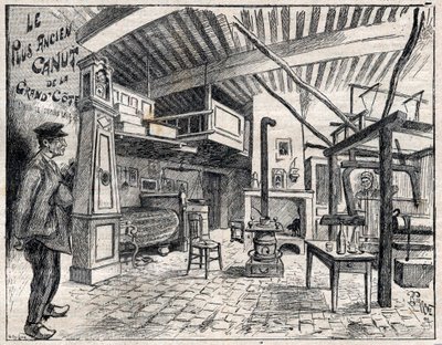Atelier de Canut a Lyon - den äldsta canut i Grand Cote sedan 1814 gravyr i "Le Progres illustrious"" från 1895 av Unknown artist