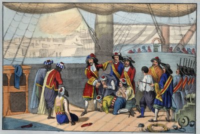 Augusti 1682: Duquesne bombade Alger. (Abraham, Marquis Duquesne av Unknown artist