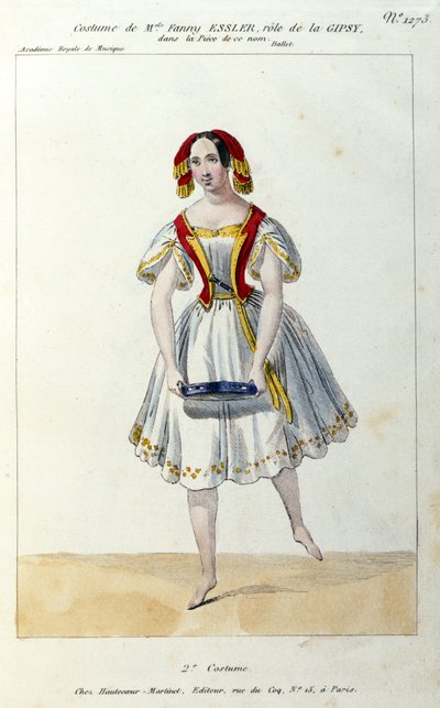 Den österrikiska dansaren Fanny Elssler (1810-1884) i baletten "La gipsy"" 1839 1800-talstryck av Unknown artist