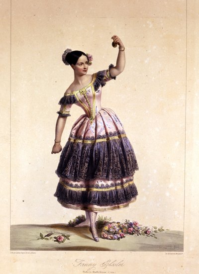 Den österrikiska dansaren Fanny Elssler (1810-1884) i baletten "The lame devil"" 1836-06-02 1800-talstryck av Unknown artist