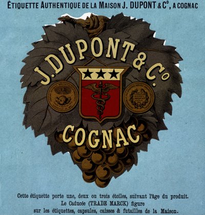 Autentisk etikett från J. Dupont & C¡, Cognac. 1882 års upplaga av Unknown artist