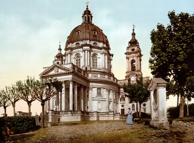 Basilica della Superga (Basilica of Superga) i Turin (Torino) i Italien 1890 av Unknown artist