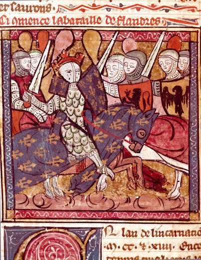 Slaget vid Flandern miniatyr från "" Grandes Chronicles de France"" 1375-1379 kommunala biblioteket, Castres av Unknown artist