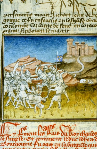 Slaget vid Soissons - Miniatyr av medeltiden (ref. 512 av Unknown artist