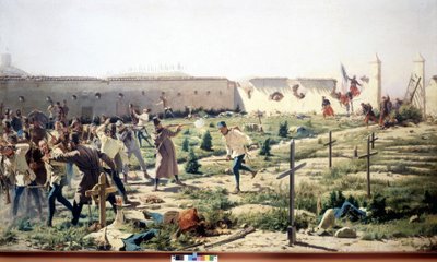 Slaget vid Solferino, Lombardiet, mot de fransk-sardiska och österrikiska arméerna den 24 juni 1859. Museo del Risorgimento. Milano av Unknown artist