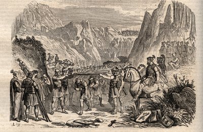 Battle of the Caudine Forks - Battle of the Caudine Forks (Furculae Caudinae) - 321 f.Kr. mellan romarna och samniterna under det andra samnitiska kriget - Andra samnitska kriget, slaget vid de caudineiska gafflarna 321 f.Kr., den romerska armen av konsule av Unknown artist