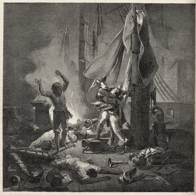 Slaget vid Nilen - Slaget vid Aboukir - Luces och Giocante de Casabiancas död (Luc-Julien-Joseph Casabianca av Unknown artist