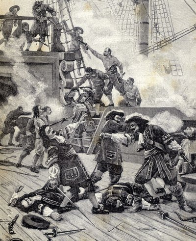 Strid på en båt - Jean Bart. av Unknown artist