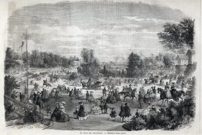 Vackra dagar på Bois de Boulogne i Paris. Gravyr i "The Illustrious Universe" av Unknown artist