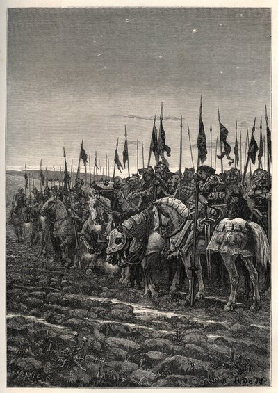 Före slaget vid Agincourt - 100 års krig: Slaget vid Azincourt (Pas-de-Calais) 25 oktober av Unknown artist