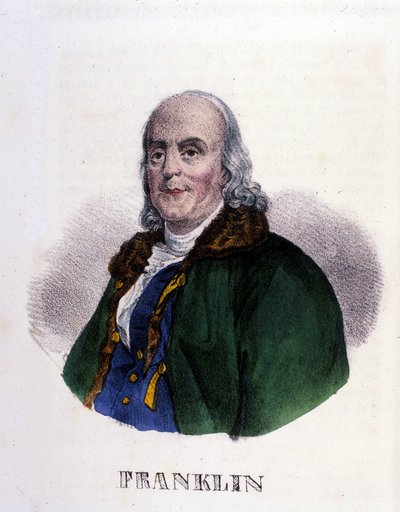 Benjamin Franklin (1706-1790), amerikansk filosof, fysiker och ambassadör. av Unknown artist