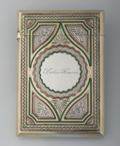 Bertha Palmers kortfodral, ca 1865, Sterling silver, emalj, Tillverkare okänd av Unknown artist