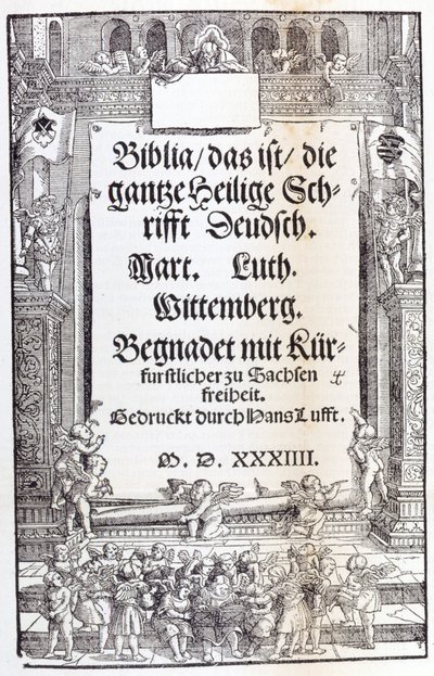 Luthers bibel. Frontispice av Unknown artist