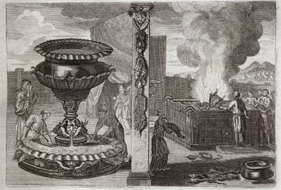 Bibeln från Royaumont, Gamla testamentet: Parfymers altare. Bilden av de två altaren, det ena av parfymerna och det ena av brännoffren. Illustration från 1811. av Unknown artist