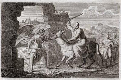 Bibeln från Royaumont, Gamla testamentet: Bileam. Den falske profeten Bileam välsignade, även om han, Guds folk, även om kung Balak (Balac) hade skickat honom att bråka för att förbanna honom. Hennes dill talar till henne för att klaga på vad han slog henn av Unknown artist