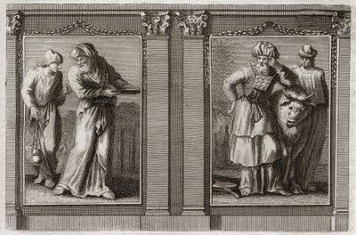 Bible of Royaumont, Gamla testamentet: Prästernas kläder. Figur av storprästens och de andra leviternas kläder. Illustration från 1811. av Unknown artist