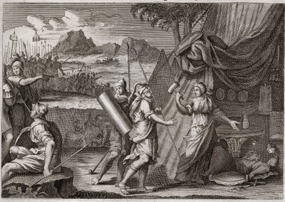 Bibeln från Royaumont, Gamla testamentet: Sisaras död. Yael (Jael) dödar chefen för den kananiska armén Sisra (Sisera eller Sisara). Illustration från 1811. av Unknown artist