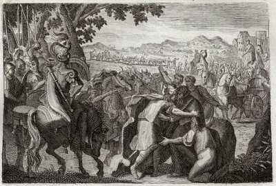Bibeln från Royaumont, Gamla testamentet: Jakob åker till Egypten. Jakob ska hitta Josef med hela sin familj. Illustration från 1811. av Unknown artist