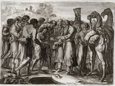 Bibeln från Royaumont, Gamla testamentet: Josef såldes av sina bröder. av Unknown artist