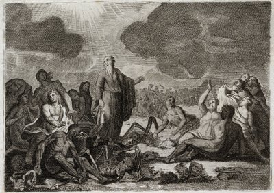 Bibeln från Royaumont, Gamla testamentet: Hesekiels andra syn. Synen att profeten Hesekiel hade från flera ben alla desseches som tog upp en mänsklig gestalt. Illustration från 1811. av Unknown artist