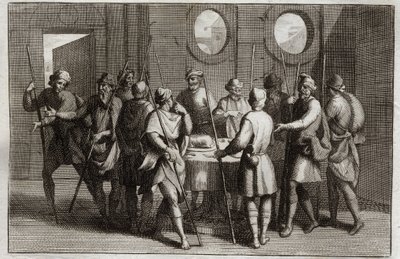 Bibeln från Royaumont, Gamla testamentet: Påsklammet. Gud befallde judarna att äta påsklammet och för den tionde plågan dödade alla förstfödda. Illustration från 1811. av Unknown artist