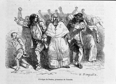 Biskop av Nantes, fånge av upploppet - gravyr av Unknown artist