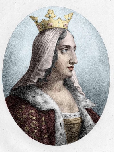 Blanche de Castilla. Drottning av Frankrike (1188 till 1252). hustru till kung Ludvig VIII. gravyr från 1800-talet. av Unknown artist