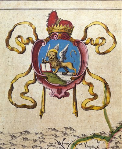 Blazon av Republiken Venedig dekorerar Lejonet av Sankt Markus. 1800-talet av Unknown artist