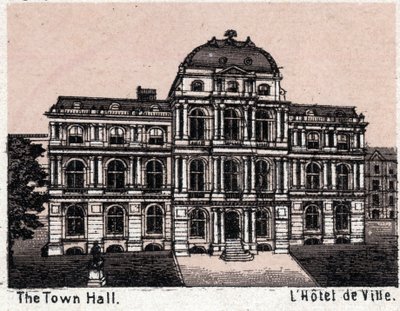 Boston, USA: utsikt över rådhuset. i "" Världen illustrerar 168 vyer"" Odaterat (slutet av 1800-talet) av Unknown artist