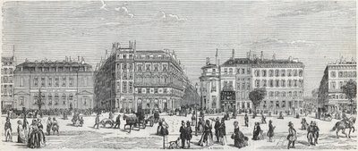 Boulevard des Italians med café de Paris, rue Taitbout, house doree, rue Lafitte, café Riche och rue Lepelletier - Gravyr i "Tableau-de-Paris" av Edmond Texier 1852 av Unknown artist