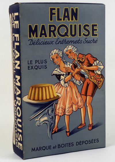Kartong med produkten "" Flan Marquise: Delicious sweet entremets "", n.d. 1800-talet av Unknown artist