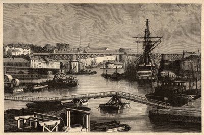 Brest - Militärhamnen - Finistere - Bretagne - gravyr i "" PATRIE"" - PECTURESSE BESKRIVNING AV FRANKRIKE I 6 BÅNDER AV LUCIEN HUARD - slutet av 1800-talet av Unknown artist