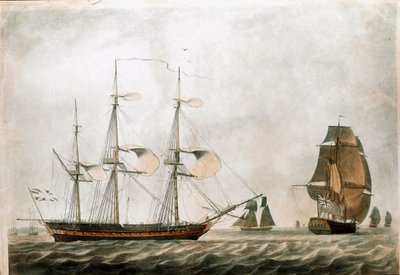 Brittisk fregatt på 1700-talet (tryck från 1800-talet) av Unknown artist