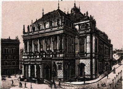 Budapest, Ungern: utsikt över magyar kiralyi operahaz (opera). i "" Världen illustrerar 168 vyer"" Odaterat (slutet av 1800-talet) av Unknown artist
