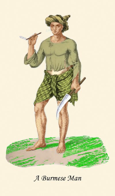 Burmesisk man med kniv eller Dha av Unknown Artist