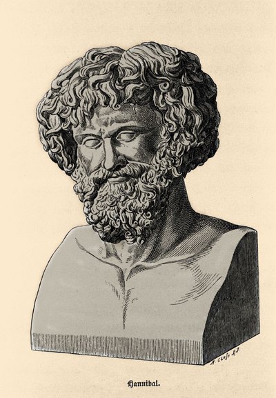 Byst av Hannibal eller Hannibal Barca (247 f.Kr. - 183 f.Kr.), karthagisk general och statsman. av Unknown artist