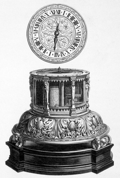 Skåpklocka från Valois-tiden - gravyr av Unknown artist