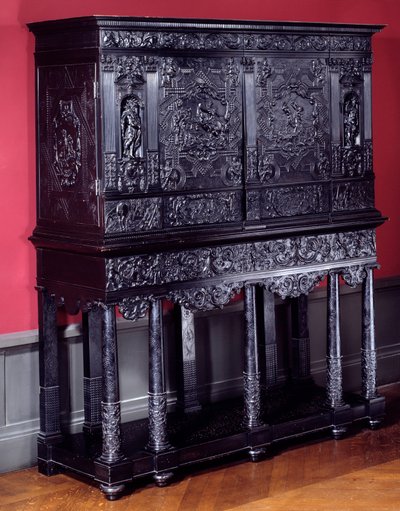 Kabinet i ebene Horatius Cocles, romerska hjältar, försvarar Subliciusbron i Rom mot attacken av etruskerna i Porsenna 507 f.Kr. Omkring 1645 Paris. Louvren av Unknown artist