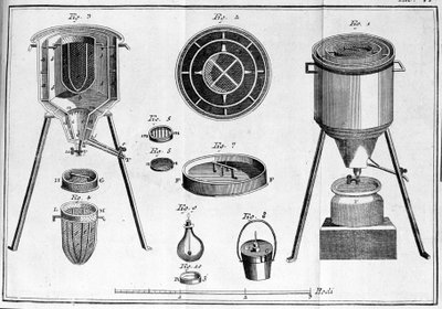 Lavoisiers kalorimeter - i fysiska och kemiska broschyrer av Lavoisier av Unknown artist