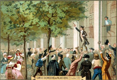 Camille Desmoulins på Palais Royal (1789-12-07). Kromolitografi 1800-talet. – Franska revolutionen/Camille Desmoulins uppmanar till en storm på Bastiljen, Paris av Unknown artist