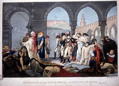 Campaign (Expedition) of Egypt (1798-1801): Napoleon besökte Jaffa pestiferes i Egypten, cirka 1800. av Unknown artist