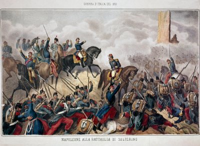 Italiens kampanj: "" Slaget vid Solferino, 24 juni av Unknown artist