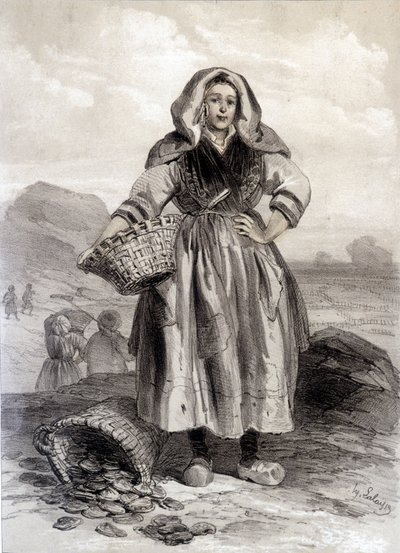Cancale Oyster Fisherman - litografi av Unknown artist