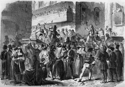Carnival of Rome baserad på en teckning av Gierdziejewskiego 1858. av Unknown artist